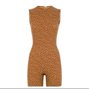 Fendi X Skims MID Thigh Bodysuit in Size Small California Brown